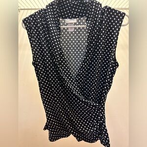 Navy blue polkadot sleeveless blouse